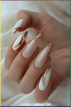 Diy Valentine's Nails, Graduation Nails, Romantic Nails, Nail Designs Valentines, Smink Inspiration, Gold Nail, French Nail Designs, Glamorous Nails, Makijaż Smokey Eye