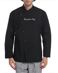 Long Sleeved personalised Chef Jacket, Bbq, Birthdays, Christmas, Gifts, Restaurant, Hotel, Professional, Kitchen, pub,Bistro, Pub, Caterer Long sleeves Double-breasted Turn-back cuffs Side-seam slits press stud front fasteners Left sleeve thermometer pocket Your chef's jacket is personalised in our inhouse embroidery service. Chef jacket in excellent quality cotton and easy washable. You can customize it with your logo or your claim, embroidering.  Please include in the Notes to Seller section of the order: 1. Name to be embroidered, for example, "Chris"; "Chef Shelby", etc. * If more than a single word/name we may have to divide text into 2 lines to fit. Each line will be centered to the other 2. Thread color for embroidery. We can use any color you'd like. Please choose a color and shad Kitchen Logo, Chef Jackets, Chef Coat, Scrub Jackets, Lab Coats, Work Jacket, Professional Kitchen, Executive Chef, Text Logo