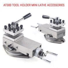 an image of two machine tools on a white background with the words at380 tool holder mini lathe accessories