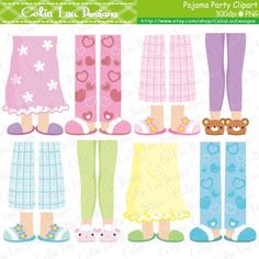 the paper dolls are wearing pajamas and slippers