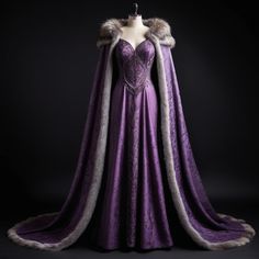 Purple Medieval Gown, Purple Game Of Thrones Dress, Purple Armor Female, Midevil Dresses Princesses, Medieval Dress Drawing, Purple Medieval Dress, Dark Queen Dress, Witchy Dresses