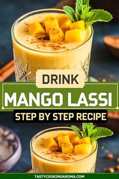 Fun and Delicious Mango Lassi Mocktail Idea Smoothies Frozen Fruit, Cookout Dessert, Frozen Fruit Smoothie Recipes, Easy Fruit Smoothie Recipes, Cookout Desserts, Mango Lassi Recipes, Falooda Recipe, Mango Yogurt, Frozen Fruit Smoothie