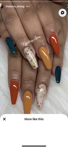 Fall Mustard Nails, Fall Sns Nails 2023, Fall Color Nails Acrylic, Fall Vibes Nails, Bright Fall Nails, Fall Nail Designs 2024, Fall Coffin Nail Ideas, Fall Nails 2024, Fall Pedicure Colors