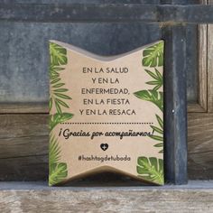 a wooden sign that says en la salud y'enfermed, enferemad, en el fiesta fiesta rega resca