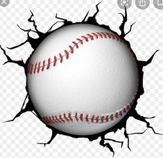 a baseball is breaking through the wall