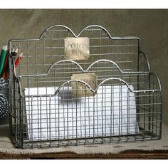 Wire Mail Caddy / Organizer-CTW Home-The Village Merchant Key And Letter Holder, Office Memo, Read Letters, Letter Organizer, Memo Holder, Caddy Organizer, Brass Plaques, Mail Holder, Letter Holder