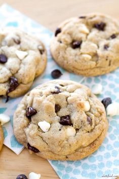 chocolate chip cookies with white and brown chips