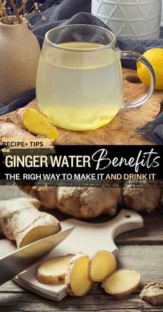 ginger water benefits the right way to make it and drink it with lemons, ginger slices, and honey