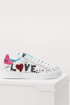 Designer Custom Lace-up Sneakers With Logo Print, Sporty Custom Sneakers With Graphic Print, Dolce And Gabbana Heart, Dolce And Gabbana Daymaster Sneakers, Dolce & Gabbana Tenis, Cool Gifts For Teens, Custom Shoes Diy, Sneaker Art, Shoes Photography