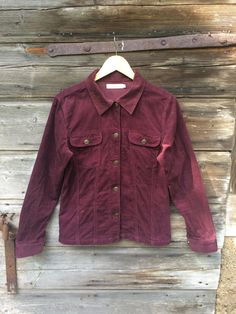 "Purple Corduroy Women's Shirt Long Sleeve Blouse Small Shirt Comfortable Everyday Shirt Wine Red Grandmother Shirt Estimated size: S Measurements (lying flat): Shoulders: 15,7\" / 40 cm Pit to pit: 17,7\" / 45 cm Sleeve: 23.6\" / 60 cm Waist :17,3\" / 44 cm Length: 22,4\" / 57 cm Please check measurements to insure a proper fit. Remember to allow yourself some extra room for movement. You can compare these with something from your closet that fits you well. This Shirt will come to you freshly l Corduroy Tops With Button Closure, Solid Corduroy Tops With Button Closure, Fall Corduroy Shirt With Button Closure, Fall Button-up Shirt With Corduroy Collar, Fall Top With Corduroy Collar, Fall Solid Top With Corduroy Collar, Solid Top With Corduroy Collar For Fall, Solid Tops With Corduroy Collar For Fall, Cotton Top With Corduroy Collar