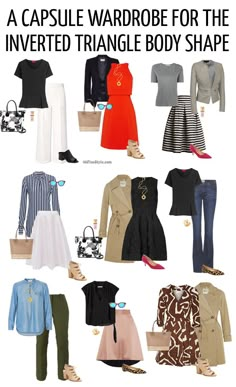 Capsule wardrobe for inverted triangle body shape | 40plusstyle.com Pear Shape Fashion