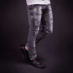 slim fit ripped destroyed gray jeans PLEASE NOTE THE LENGTH IS 33 (FOR ALL WAIST SIZES) size : W x L (Waist x Length) -94% Cotton 4% polyester 2% Elastan -Zipper Fly -SLIM FIT Ripped Gray Bottoms For Streetwear, Urban Style Ripped Gray Bottoms, Gray Ripped Bottoms For Streetwear, Gray Ripped Jeans For Streetwear, Cheap Ripped Men's Bottoms, Gray Distressed Jeans For Streetwear, Men’s Ripped Jeans Outfit, Black Ripped Jeans Men, Urban Ripped Gray Jeans