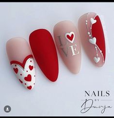 Nail Art Designs Valentines Day Style, Love Nail Art Valentines Day, Valentines Day Nails Funky, Valentine Inspo Nails, Difficult Nail Art Designs, Valentine Nail Designs Gel Art Ideas, Valentines Press On Nails, Nail Saint Valentin, February Nail Designs Valentines Day