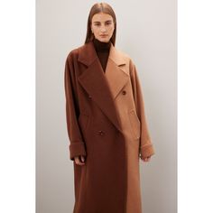 Brown twill (50% Wool, 50% Polyester). Jacket. Long sleeves. Collar. Front button closure. Imported. Brown Wool Coat With Lapel Collar For Spring, Brown Button Cuffs Outerwear For Work, Brown Outerwear With Button Cuffs For Work, Fall Outerwear For Office With Double Button Closure, Fall Office Outerwear With Double Button Closure, Fall Gabardine Outerwear With Button Cuffs, Casual Wool Coat With Double-breasted Button For Fall, Brown Double-breasted Outerwear For Fall, Fall Gabardine Wool Coat With Long Sleeves