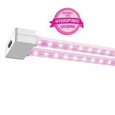 an image of a pink light fixture with the words hydroponic growing on it