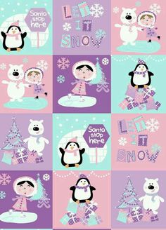 penguins and snowflakes are in different colors