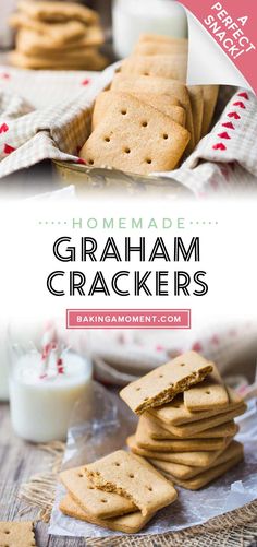 homemade graham crackers are stacked on top of each other and ready to be eaten