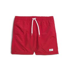 Lightweight Micro-elastic Bottoms For Summer, Red Stretch Swim Trunks For Summer, Summer Breathable Stretch Swim Trunks, Breathable Stretch Nylon Swim Trunks, Red Polyamide Swimwear For Summer, Casual Stretch Nylon Swimwear, Lightweight Fitted Nylon Bottoms, Casual Lightweight Recycled Polyester Bottoms, Lightweight Casual Bottoms In Recycled Polyester