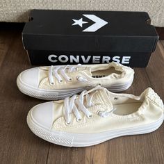 Brand New In Box Converse Chuck Taylor Shoreline Slip On Sneaker Color Egret White Casual Cream Converse Canvas Shoes, Cream Slip-on Canvas Shoes, Casual Cream Converse Sneakers, Egret White, Shoes Converse, Converse White, Womens Converse, Converse Chuck, Converse Shoes