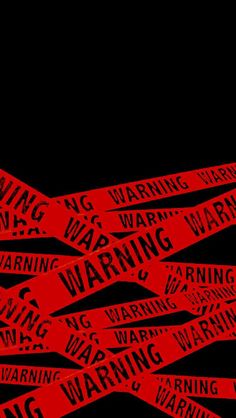 red warning tape on black background with white writing that says no waring in large letters