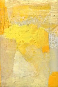 an abstract painting with yellow and white colors