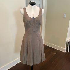 Itw By Claude Brown Tan Linen Dress - Size 4 - New With Tags - 100% Linen - Cool Stitching Around Fitted Bodice - Small Fade Spot Under Right Arm, See Photo Neutral Fitted A-line Dress, Fitted Knee-length Neutral Mini Dress, Fitted Neutral Knee-length Mini Dress, Lace Tube Top, Cami Slip Dress, Embroidered Tunic Dress, Brown Dresses, Crochet Maxi Dress, Moroccan Dress