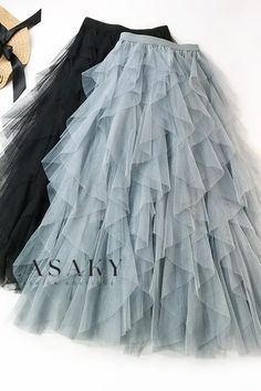 Lasaky - Irregular Cascade Layered Chiffon Maxi Skirt with Sheer Mesh Ruffles - High-Waisted Elegance Tulle Maxi Skirt, Chiffon Maxi Skirt, High Waisted Maxi Skirt, Chiffon Maxi, Elegant Party, Layered Skirt, Chiffon Skirt, Gray Skirt, Designer Style