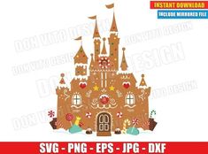 an image of a castle with candy canes and candies on the front, it's ready to be cut out