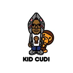 the kid cudi logo is shown on a black background