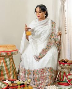 Beautiful Ethiopian and Eritrean Habeshan Dress. Stylish Menen, 100% Cotton. Eritrean Dress, Beautiful Ethiopian, Ethiopian Clothing, Ethiopian Traditional Dress, Ethiopian Dress, Habesha Kemis, Dress Stylish, Different Dresses, Casual Chic Outfit