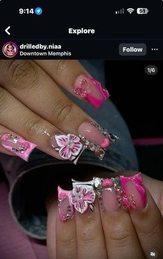 Pink Junk Nails, Short Duck Nails, Lime Nails, Acrylic Nail Designs Coffin, Quinceanera Nails, Junk Nails, Acrylic Nail Set, Duck Nails