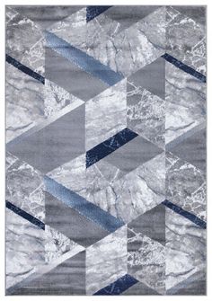 an abstract rug with blue and grey colors