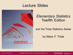 an image of a book cover with the title lecture slides elementary statistics and the tribia statistics series by mario f triola