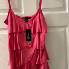 100% Rayon, Easy Wash And Quick Dry With Adjustable Straps In A Wonderful Coral Color. Brand New. Casual Fitted Tiered Top, Casual Pink Tiered Top, Summer Tops For Night Out With Ruffle Hem, Summer Pink Tiered Tops, Pink Tiered Top For Summer, Casual Ruffled Tops For Night Out, 2000s Outfit, 2000s Clothes, Sublimation Ideas Projects Inspiration