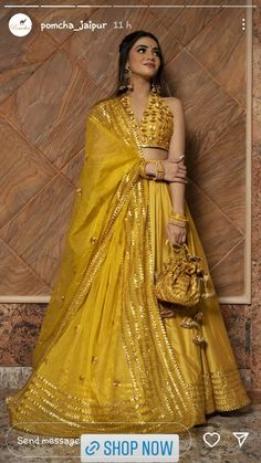 Yellow Lehnga Dress For Haldi, Goota Dresses, Silk Top Pattern, Raw Silk Dress, Haldi Dress, Indian Wedding Lehenga, Haldi Outfits, Yellow Lehenga