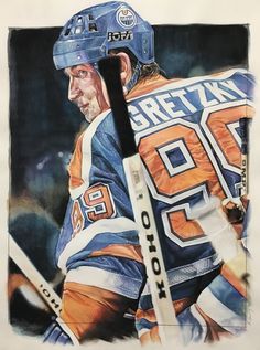 a painting of an ice hockey player