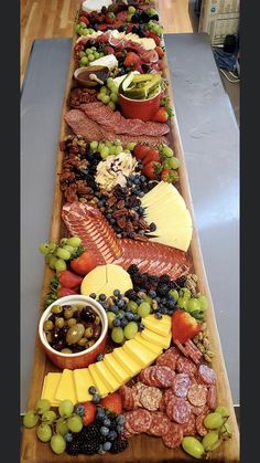 a long table filled with different types of food