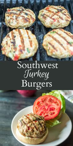 grilled turkey burgers with tomatoes and lettuce