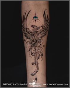 a black and white tattoo with an eagle on it