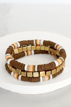 Autumn Heishi Bracelets, Bracelet Homme Perle Heishi, Brown Heishi Bracelet, Brown Clay Bead Bracelet Ideas, Brown Beads Bracelet, Bracelet Heishi Homme, Brown Bracelet Ideas, Brown Clay Bead Bracelet