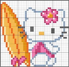 a cross stitch pattern with hello kitty on it