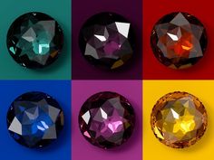 four different colored diamonds are shown in the same color scheme, each with an individual's own diamond