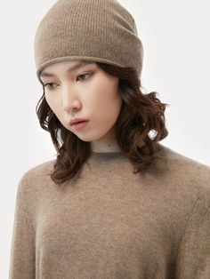 A basic with endless possibilities. The Basic Crew Neck Sweater with a lightweight hat is an ideal layering piece both for your current wardrobe and the one you dream about. Throw it over a button-down shirt for a smart, casual look, or layer over a dress for laid-back chic. Creamy yet lightweight, it's a must-have for your collection. The color of our cashmere is just as nature intended. Each shade is determined not by dye, but by the ecological diversity and deep-rooted culture of the Mongolia Classic Beanie Hats For Fall, Classic Beanie For Fall, Casual Cashmere Beanie For Fall, Classic Winter Hat, One Size Fits Most, Classic Winter Hat One Size Fits Most, Classic Solid Color Cloche Hat For Fall, Classic Solid Cloche Hat For Fall, Casual Fitted Cloche Hat For Fall, Classic Fall Cloche Hat