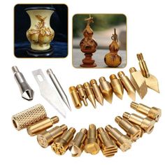 many different types of screws and other tools are arranged in the shape of a vase