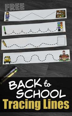 the back to school traceing lines with pencils and crayons