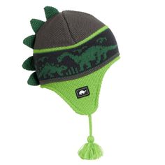 Your little monster will want to wear this fully lined earflap all the time, pretending and playing 'dinosaur'. Dinosaur Hat, Earflap Beanie, Earflap Hat, Crochet Dinosaur, Camping Outfits, Casual Running Shoes, Wearing A Hat, Boys Accessories, Casual Hat