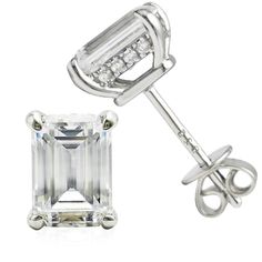 PRICES MAY VARY. This stud earrings made of 925 sterling silver, 18K white gold plating added to enhance shine and durability. Nickel free, safe for wearers with nickel allergies. Each stone 5x7mm/1.0ct emerald cut , total carat weight is 2.0 carats in center stone. Hidden halo design, approx 12 small stones underneath the main stone. That made the earrings looks more special and stunning. 5A Cubic Zirconia (CZ)'s sparkle, durability, affordable price and ethical sustainable resources make this White Gold Baguette Cut Earrings With Prong Setting, Diamond White Baguette Cut Sterling Silver Earrings, Silver Diamond Earrings With Emerald Cut, White Gold Sterling Silver Baguette Cut Earrings, Silver Emerald Cut Diamond Earrings, White Gold Baguette-cut Diamond Earrings, Baguette Cut White Gold Diamond Earrings, Emerald Cut White Sterling Silver Earrings, Emerald Cut White Gold Sterling Silver Earrings