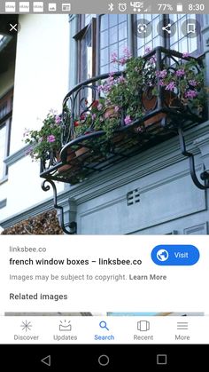 an image of a window box with flowers on the balcony and in front of it