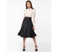 Step into a slice of vintage heaven with the Unique Vintage Retro Style High-Waisted Vivien Swing Skirt. A piece that transports you back to the fabulous 1950s, this skirt sits gracefully above the waist, creating a flattering silhouette that pairs perfectly with your favorite tops. Functional side pockets add practicality, while the thick banding and back zipper with metal double hook closure ensure a secure and stylish fit. From Unique Vintage. Vintage High-rise Skirt With Pockets, Black A-line Retro Skirt, Vintage Fitted Accordion Pleated Skirt, Vintage Houndstooth Skirt, Vintage Anthropologie Skirt, Vintage Fits, Unique Vintage, Retro Style, Dress Skirt