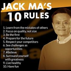 Rules For Success, Jack Ma, Entrepreneurship Quotes, Leadership Quotes, Anniversary Quotes, Motivational Quotes For Success, Business Inspiration, Tony Robbins, Entrepreneur Quotes